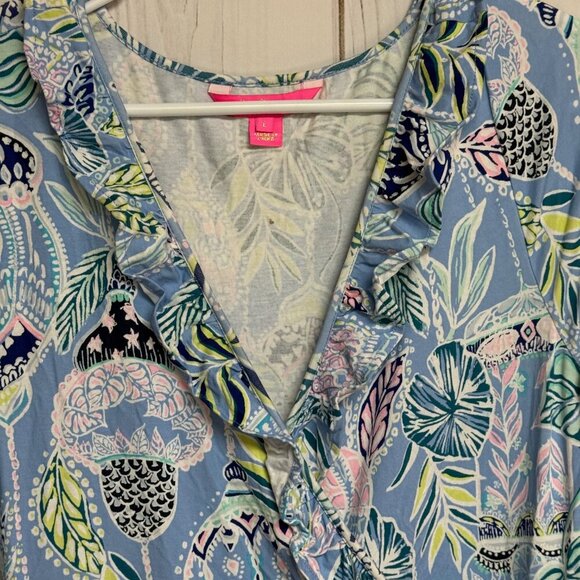 Lilly Pulitzer Jessalynn Romper Blue Peri Lapis Lantern L EUC - Picture 10 of 16